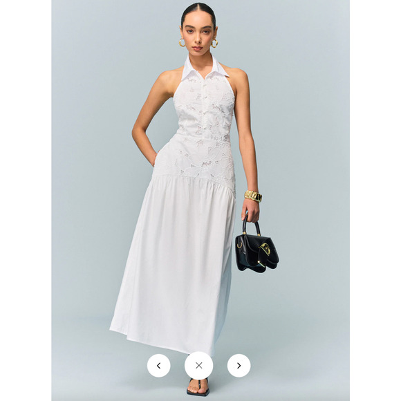 Copied - Commense Pocketed Halter Neck Embroidered Dress with Non-Belte Sz M - Picture 3 of 6